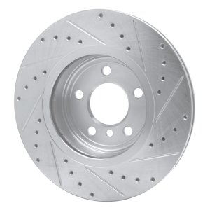 BMW X3 Brake Rotor (1) - Front Left - R1 Concepts - Drilled & Slotted - Silver - `04-`10